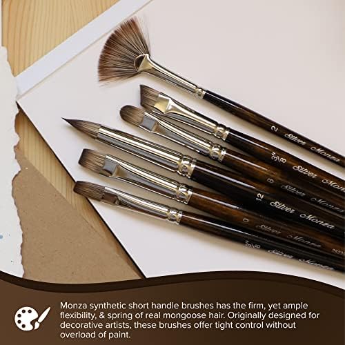 Silver Brush Limited 2604S Monza Fan Brush, Oil, Acrylic, and Watercolor Brush, Short Handle, Size 2 Silver Brush Limited