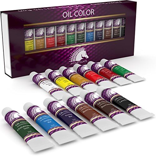 MyArtscape Oil Paint Set - 21ml x 12 Tubes - Artist Quality - Lightfast - Heavy Body - Highly Pigmented Oil-based Colors - Excellent Coverage - Professional Painting Supplies MyArtscape