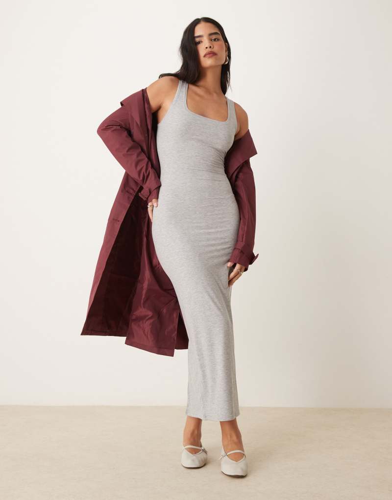 Tala 365 sculpting lounge square neck maxi dress in gray Tala