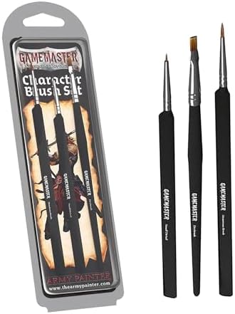 The Army Painter Gamemaster Character Brush Set - Precise Detail Brush Set Include 1 Small Detail Brush, 1 Monstrous Brush, 1 Drybrush Fine Detail Paint Brush, Small Paint Brush for Miniature Painting The Army Painter