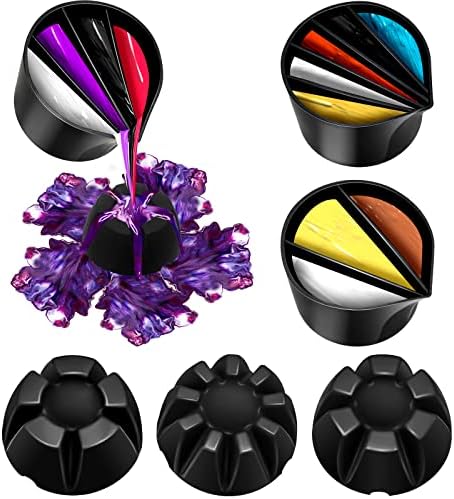 Baderke 6 Pieces Pouring Painting Supplies Split Cups for Paint Acrylic Silicone Resin Flower Acrylic Leaky Fluid Mixing Cups 3/4/5 Channels Dividers Art Accessories Crafts DIY Drawing Tools Baderke