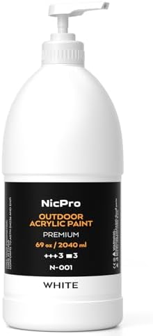 Nicpro 14 Colors Large Outdoor Acrylic Paint Set (33.8 oz, 1000ml), Rich Art Painting Supplies Non Toxic for Rock, Wood, Fabric, Leather, Crafts, Canvas, Shoes, Wall with Pump & Knife Color Wheel Nicpro