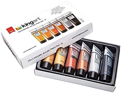 KINGART 502-6 22 mL Metallic Acrylic Paint (Set of 6), Assorted Kingart