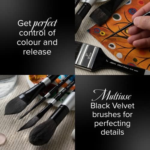 Silver Brush Limited 3009S-1/2 Black Velvet Oval Wash Paintbrush for Watercolor, Gouache, Inks, & Dyes, Size 1/2 Inch, Short Handle Silver Brush Limited