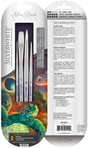 Набор кистей для акварели Silver Brush Limited SW-1520S Silverwhite, 3 шт.: #10 яркая круглая, #6 круглая, #8 круглая, короткая ручка Silver Brush Limited