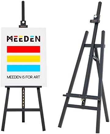 MEEDEN Heavy Duty Easel Black: Wood Art Easel for Painting and Display, Adjustable Angle and Height 57" to 76" H, Holds Canvas up to 43",Holds 22 lbs MEEDEN