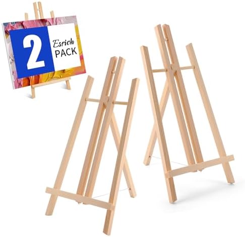 ESRICH 2Pack16in Tabletop Easel,Tabletop Easel for Painting Party, Wooden Tabletop Display Easels,Painting Easel for Displaying Canvases, Photos, Display Tripod Holder Stand for Students Kids ESRICH