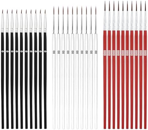 60 шт. тонкие кисти для детальной работы, 3 размеров: #0, #00, #000, для акриловых и акварельных красок Peutier