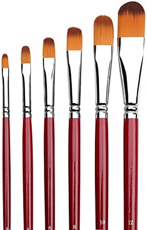 Filbert Paint Brush Set, Golden Maple 6 Pcs Artist Paint Brushes for Acrylic Oil Watercolor Gouache Painting, Nylon Hair Art Paint Brush for Beginner and Professional Golden maple