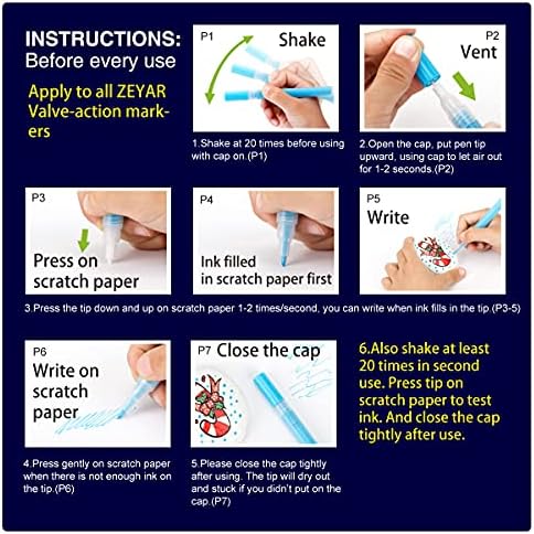 ZEYAR Acrylic Paint Pen, Dual Tip: Board and Extra Fine, 12 Colors, AP Certified, Waterproof Ink, Works on Rock, Wood, Glass, Metal, Ceramic and More (12 Classic Colors) ZEYAR