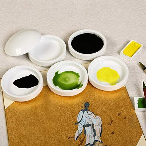 ARTIBETTER Five Layer Ceramic Palette 5 Layers Mixing Trays Set Round Porcelain Watercolor Palettes Sauce Dishes for Artists Students Holding Painting Color L Artibetter