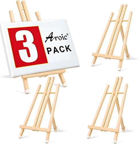 3 Pack 15 Inch Wood Easels, Easel Stand for Painting Canvases, Art, and Crafts, Tripod, Painting Party Easel, Kids Student Tabletop Easels for Painting, Portable Canvas Photo Picture Sign Holder AROIC