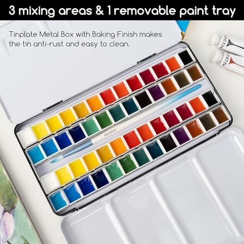 MEEDEN Empty Watercolor Paint Palette: Travel Water Color Palette Tin with 12 Half Pans - Portable Metal Palette Tin Box for Artist Student Adults (Blue) MEEDEN