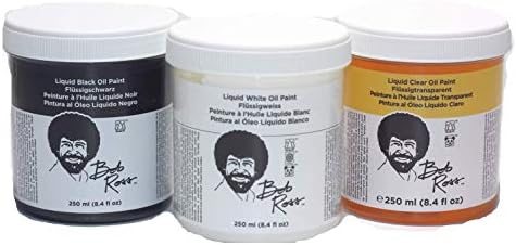 Bob Ross 3 Piece 8oz Liquid Basecoat Set (Liquid White, Liquid Black, and Liquid Clear) Bob Ross