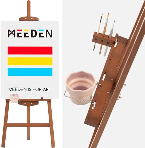 MEEDEN Easel Stand for Painting Canvas: Beechwood Lyre Easel Tripod Stand - Adjustable Art Paint Easel with Brush Holder, Washer & Metal Stand, Perfect Artist Easel for Painting, Display, Wedding Sign MEEDEN