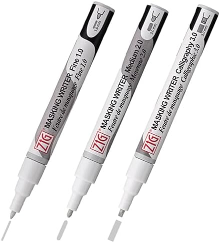 Kuretake ZIG MASKING WRITER 3 variety set, Fine 1mm, Medium 2mm, Calligraphy with corners 3mm, drawing marker pen, Made in Japan Kuretake