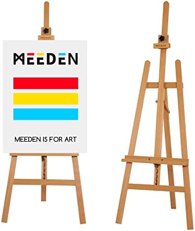 MEEDEN Art Wooden Easel Stand: Solid Beech Painting Easel for Adults Hold Canvas up to 43'' - Adjustable Artist Easel for Artwork Classroom Exhibitions Gallery - Deep Walnut MEEDEN