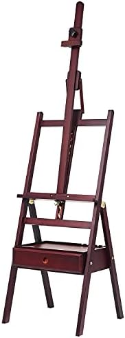 MEEDEN Forward Tilt Studio H-Frame Easel with Art Supply Storage Drawer - Adjustable (58"~75") Solid Beech Wood Easel Stand for Artists, Students and Beginners, Holds Canvas Art up to 37" MEEDEN