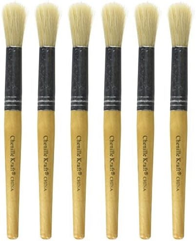 School Smart Non-Toxic Natural Stubby Paint Brushes, 7-1/2 Inches, Set of 6 School Smart