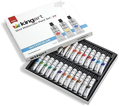 KINGART Watercolor Paint, 12ml Tubes, Set of 24 Kingart