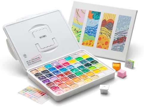 HIMI Gouache Paint Set, 56 Colors x 30g Unique Jelly Cup Design in a Carrying Case Perfect for Artists, Gouache Opaque Art Supplies for Professionals, and More HIMI