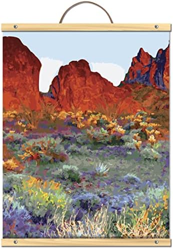 Artist's Loft Desert Paint-by-Number Kit Includes 30 Paint Pots, 4 Bristle Brushes, and Wood Display Hanger - 1 Pack Artist's Loft