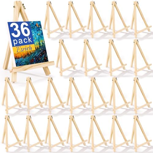 ESRICH 4 Pack 9 Inch Wood Easels, Easel Stand for Painting Canvases, Art, and Crafts, Tripod, Painting Party Easel, Kids Student Tabletop Easels for Painting, Portable Canvas Photo Picture Sign Holder ESRICH