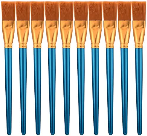 10 Pieces Paint Brushes for Acrylic Painting, Nylon Paint Brushes 1 Inch Wide Flat Paint Brushes Set for Artists Professional Amateurs Gouache & Acrylics Watercolors Gouache Inks Oil Tempera Black Thinp