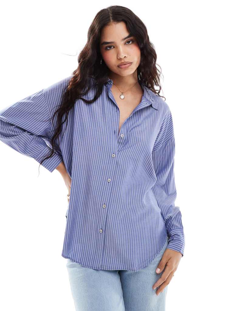 Vero Moda oversized shirt in navy and white stripe Vero Moda