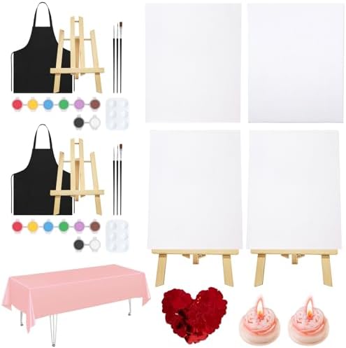 VOCHIC Canvas for Painting Date Night Sip and Paint Kit for Adult,Blank Canvas Art Paint Supplies Valentine's Day, 2 Pack (8 x 10 Inches) VOCHIC