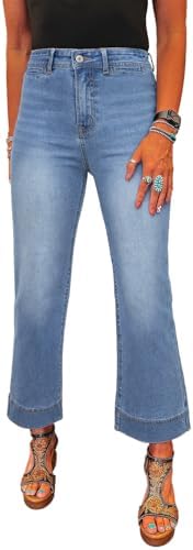 SHEWIN Wide Leg Jeans for Women Trendy High Waisted Flare Jeans Stretchy Straight Leg Ankle Denim Pants with Pockets Shewin