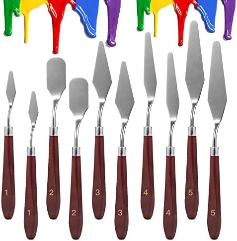 10PCS Palette Knife, Stainless Steel Painting Knife Set, Flexible Spatula Pallet Knife, Metal Artist Knives, Oil Painting Accessories Color Mixing Scraper for Oil, Canvas, Acrylic Painting By CUALORK Cualork