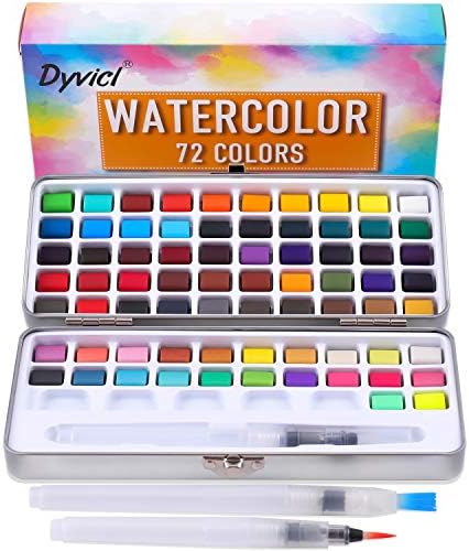 Dyvicl Watercolor Paint Set, 72 Colors in Pocket Box with Water Brushes, Protable Travel Watercolor Set for Kids, Adults, Beginners, Artists Painting Dyvicl