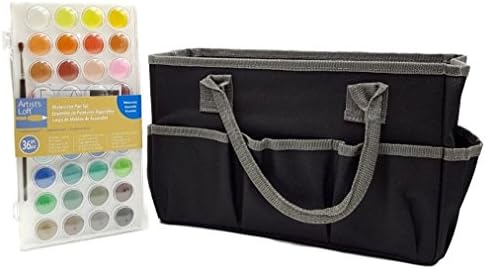 Artist's Loft Fundamentals Craft Tote Bag Storage (Bundle set Pack) and Watercolor Pan Set 36 Color Artist's Loft