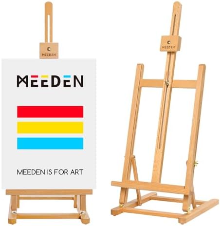 MEEDEN Large Wooden Tabletop H-Frame Easel, 38'' High, Solid Beech Wood Table Easel for Painting Canvas 25'' Max, Studio Desktop Art Easel Stand for Painting & Displaying,for Artists & Beginners MEEDEN