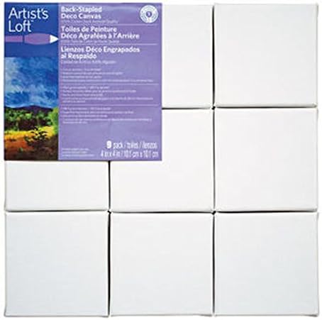 Artist's Loft Back Stapled Deco Canvas 9 Pack, 4 x 4 Artist's Loft