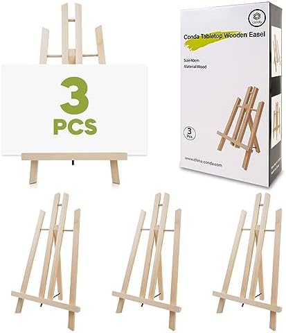 CONDA 3 Pack 16" Tabletop Display Easel, Portable A-Frame Tripod Display Easel for Painting Party & Displaying Canvases, Photos, Display Tripod Holder Stand for Students Kids Beginners Conda