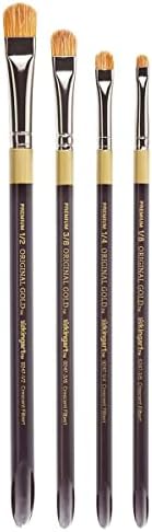 KINGART B-095 Premium 4 pc. Original Gold 9247 Series Crescent Filbert Blender Artist Brush Set, Synthetic Bristle/Taklon Hair for Acrylic and Oil Paint, Short Handle,4 Sizes: 1/8", 1/4", 3/8", 1/2" Kingart