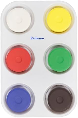 Sax Non-Toxic Giant Tempera Paint Cakes with Tray - 2 1/4 x 3/4inch - Set of 6 - Assorted Colors Jack Richeson