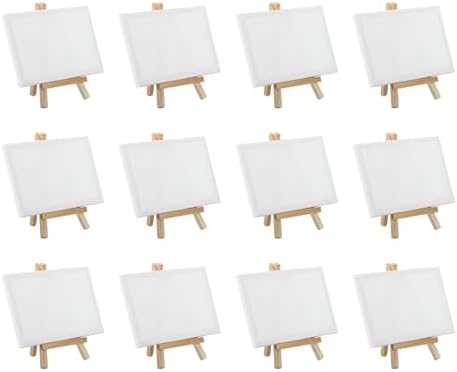 PATIKIL 2.8x2.8 Canvas Boards for Painting, 12Pack Cotton Wood Frame Square Triple Primed Stretched Blank Canvas Panel for Acrylic, Oil, Tempera Paint,White Patikil