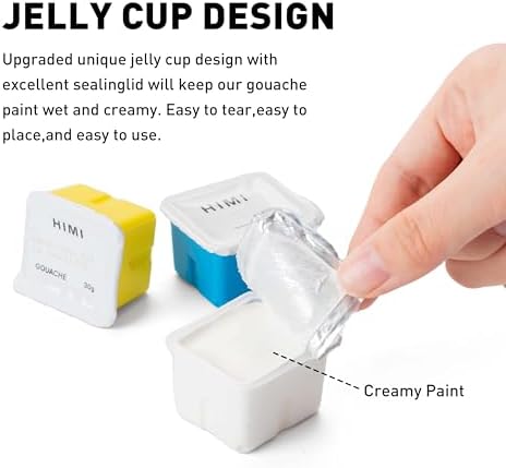 HIMI Gouache Paint Jelly Cup Refill, 4 Pack 30g, Single Color Paint for Artists & Hobby Painters, Unique Design In Jelly Cup Rich Pigment, Non Fading Art Supplies for Canvas and Paper Painting(BLACK) HIMI