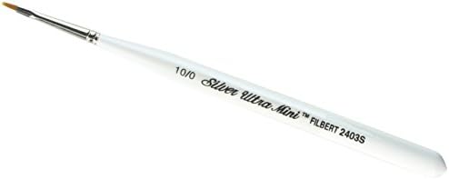 Silver Brush 2403S-10/0 Ultra Mini Short Handle Golden Taklon Brush, Filbert, Size 10/0 Silver Brush Limited