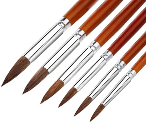 Round Paint Brushes Set Artist Watercolor Paint Brush Set 5 Pcs Soft Sable Watercolor Brushes Professional Round Pointed Tip Acrylic Paint Brush for Acrylic Watercolor Oil Painting Supplies Dimeho