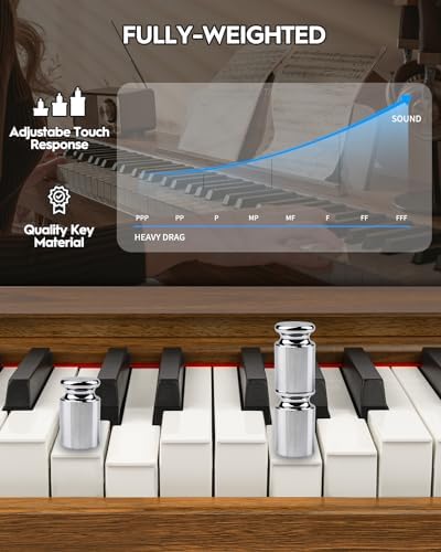 STRICH Digital Piano 88 Keys, Hammer-Action Weighted Keyboard, Dual 25W Speakers, Full-size Electric Piano Keyboard, Supports USB-MIDI/Wireless Connecting (SDP-300S, Color Walnut Wood) STRICH