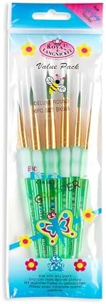 Royal Brush Big Kids Choice Deluxe Round Synthetic Paint Brush Set, Assorted Size, Green, Set of 6 Royal & Langnickel