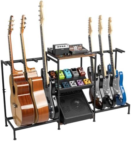 STRICH Guitar Stand Multiple Guitars, Guitars Rack with Pedals Organizer for Acoustic, Electric Guitar, Bass, Amp Accessories, Guitar Display Stand for Home Studio Music Room SMT-40 STRICH