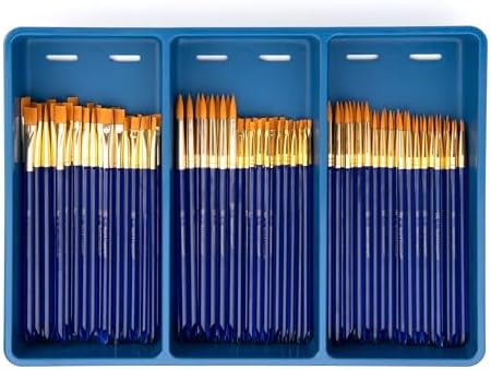 Royal Brush Gold Taklon Paint Brush Super Value Pack, Assorted Sizes, 120 Brushes Royal & Langnickel