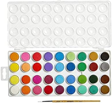 KINGART 511-36 W/Brush, Set of 36 Watercolor Paint Set, Assorted 36 Piece Kingart