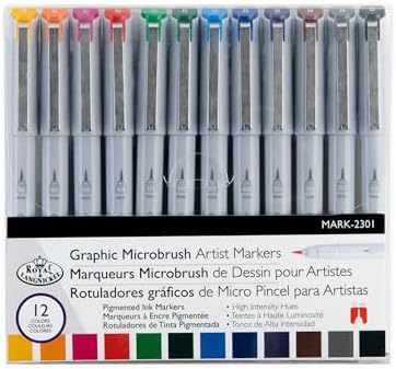 Royal & Langnickel - 12pc Graphic Microbrush Artist Markers Royal & Langnickel