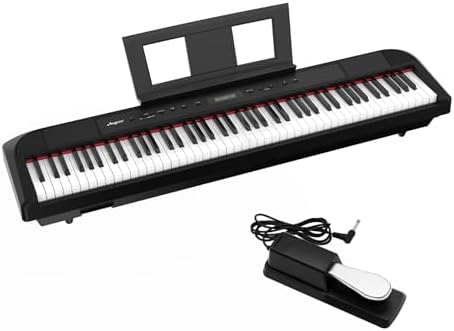 Digital Piano, Full Size 88 Key Weighted Hammer Keyborad Piano, Portable Electric Keyboard Piano for Beginner/Adults with Sustain Pedal, Power Supply, And Built in Speakers (With Wood Stand) Gaomon